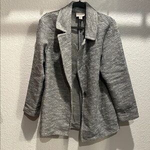 LOFT Gray Knit Blazer Relaxed Fit